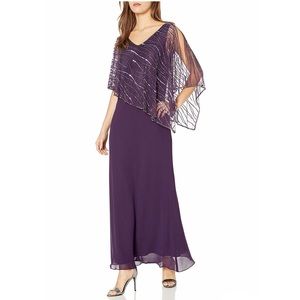 J KARA - Women’s Capelet Overlay Beaded Dress 6 NWT